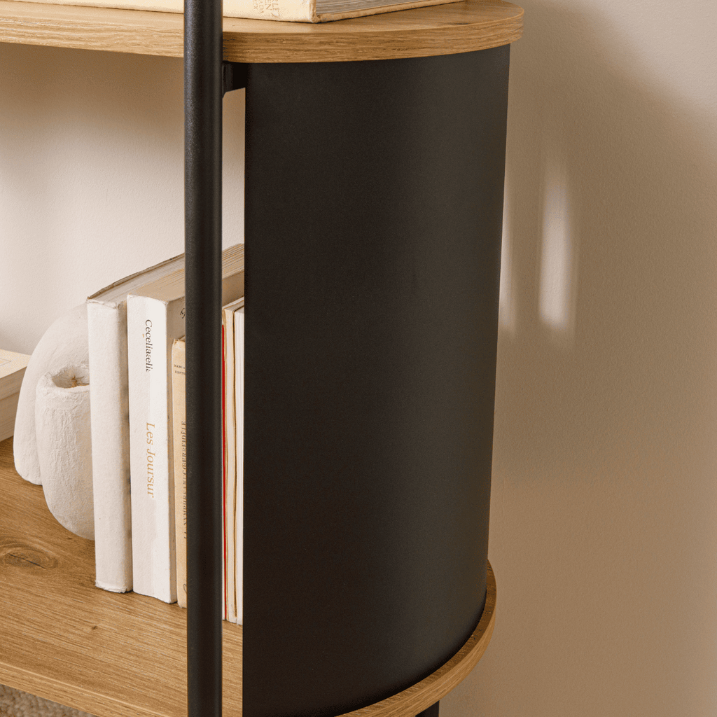 Eklo - 4 Tier Shelf - Wood & Metal - Black