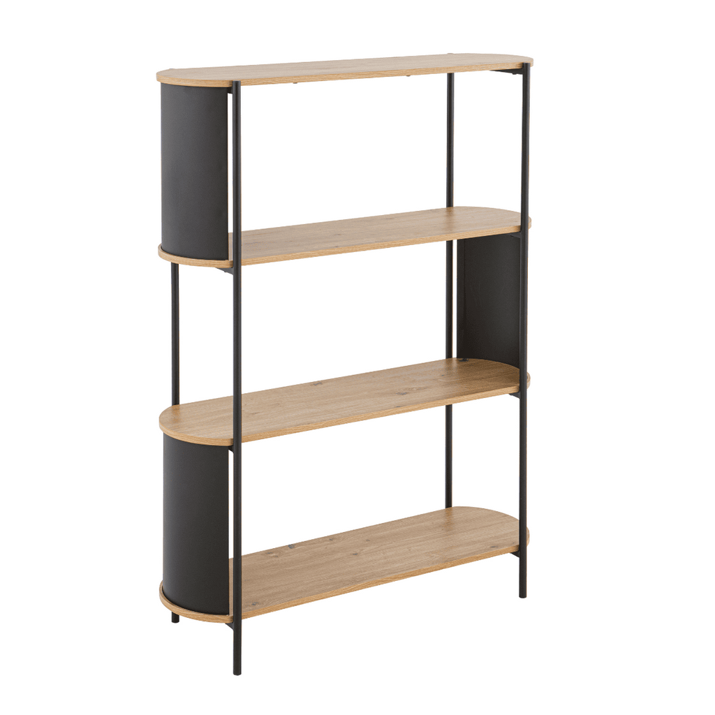 Eklo - 4 Tier Shelf - Wood & Metal - Black