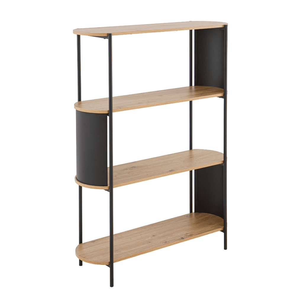 Eklo - 4 Tier Shelf - Wood & Metal - Black