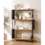 Eklo - 4 Tier Shelf - Wood & Metal - Black
