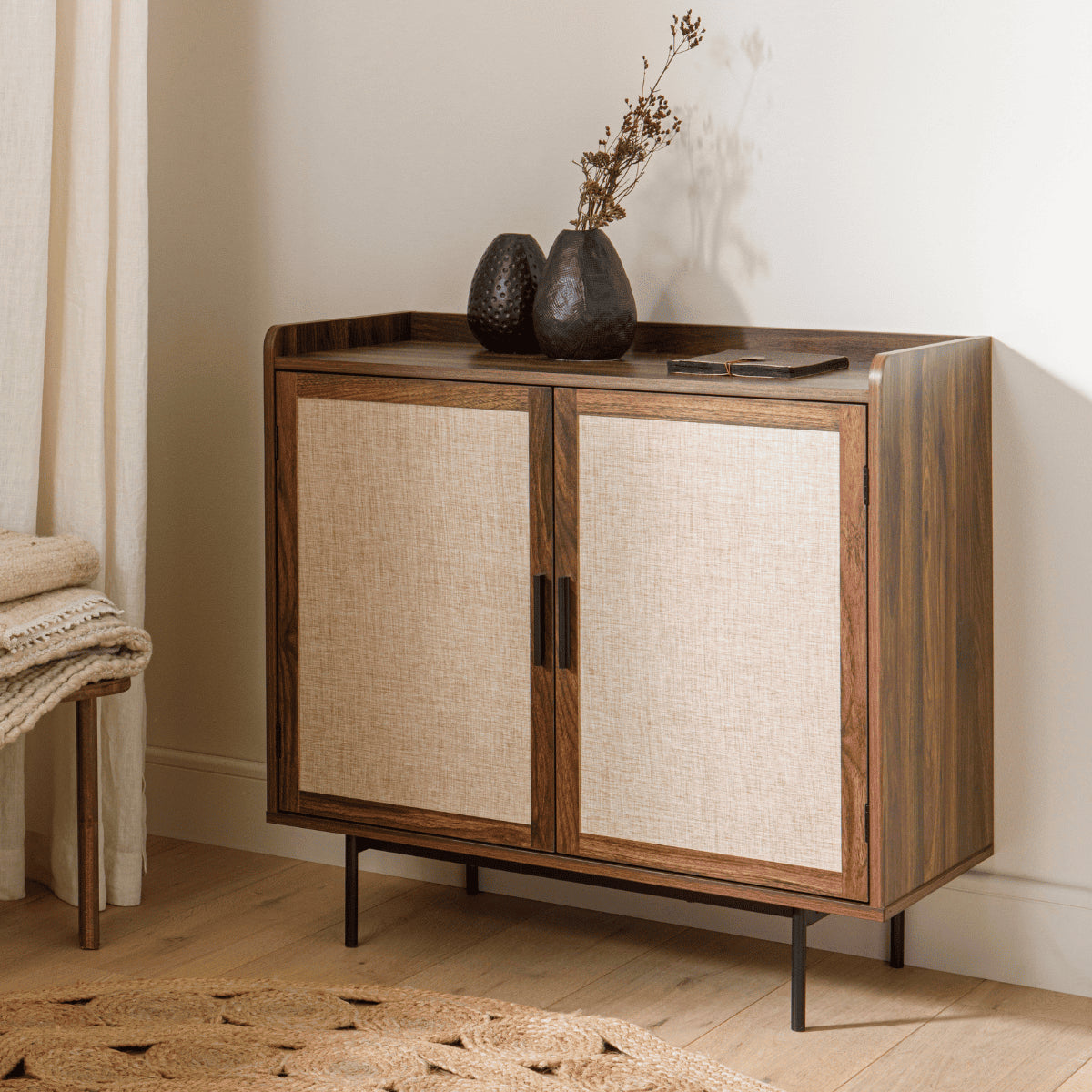 Jetson - 2 Door Sideboard - Fabric & Walnut