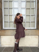 Robe En Velours Hortense Chocolat
