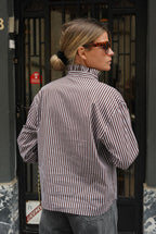 Eugénie Stripe Shirt Grey/Chocolate