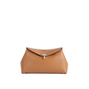 Toteme - T-Lock Grained-Leather Clutch Bag - Brown