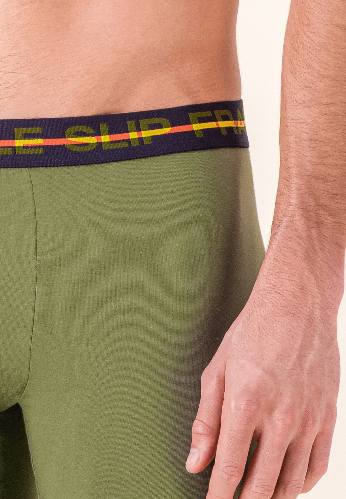 Redoutable Long Cotton Boxer Shorts - Veronese Khaki