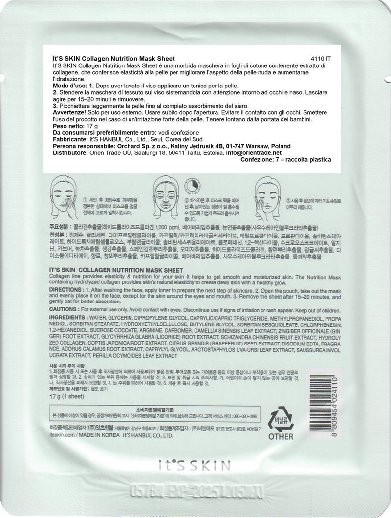 It'S Skin - Hoja de Mascarilla Nutritiva de Colágeno