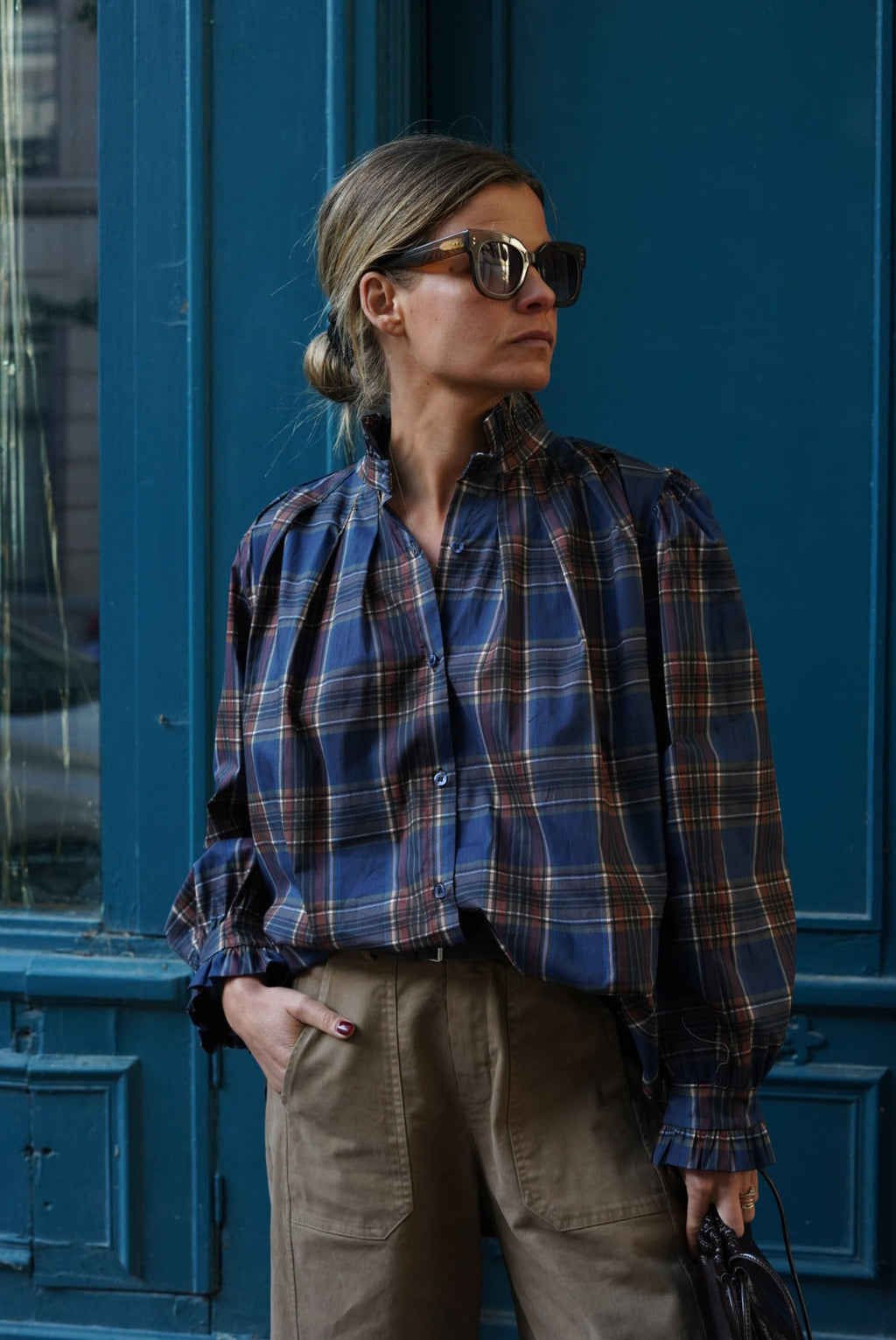 Elisabeth Navy Check Shirt