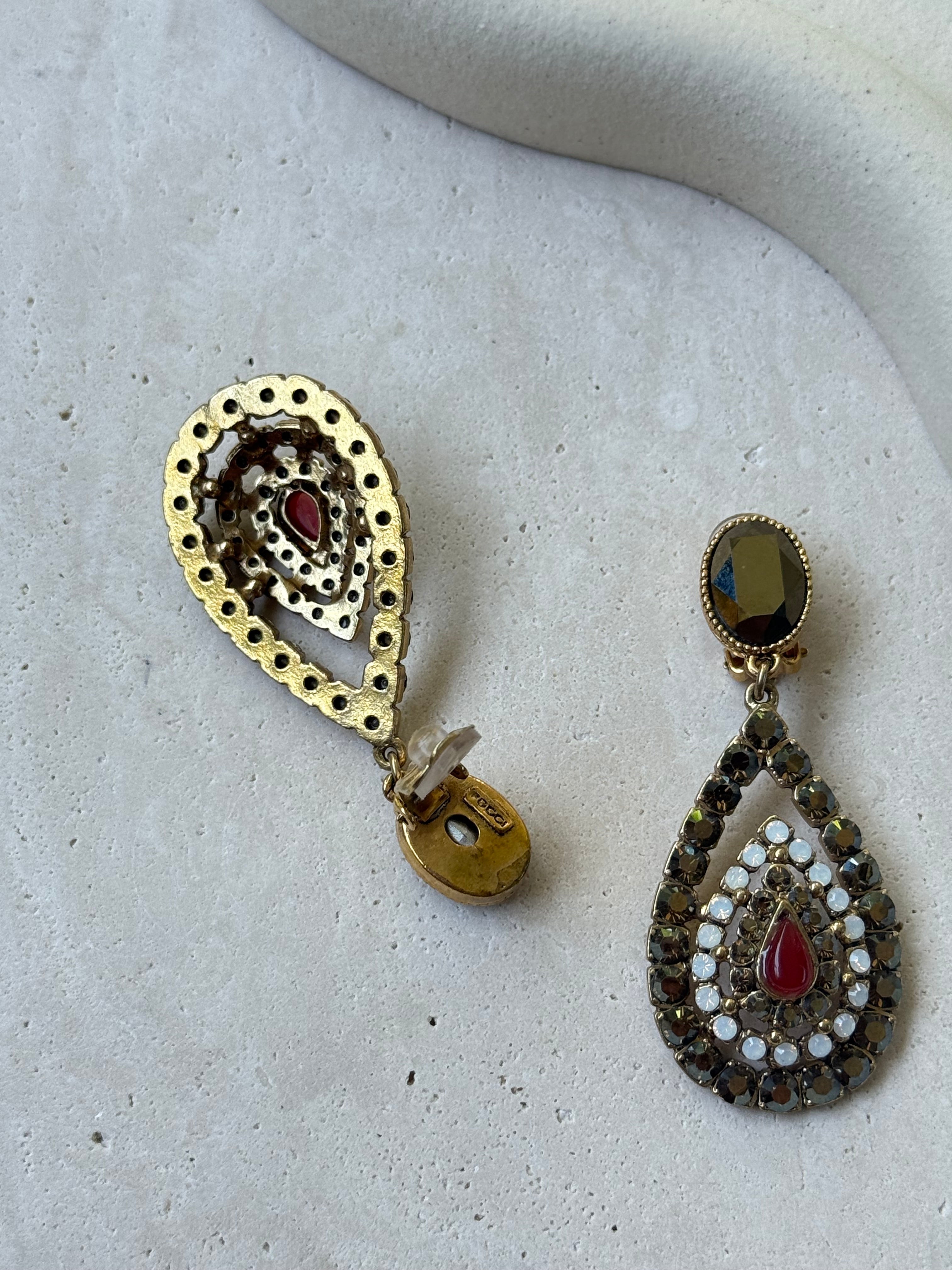 Boucles D’Oreilles Poggi Vintage - Pendantes À Strass