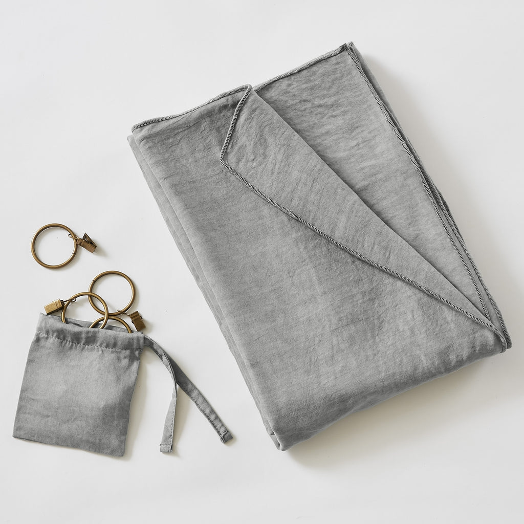 Lysandre - Rideau Ajustable + Anneaux Pince Lyocell Uni Lysandre - Granit
