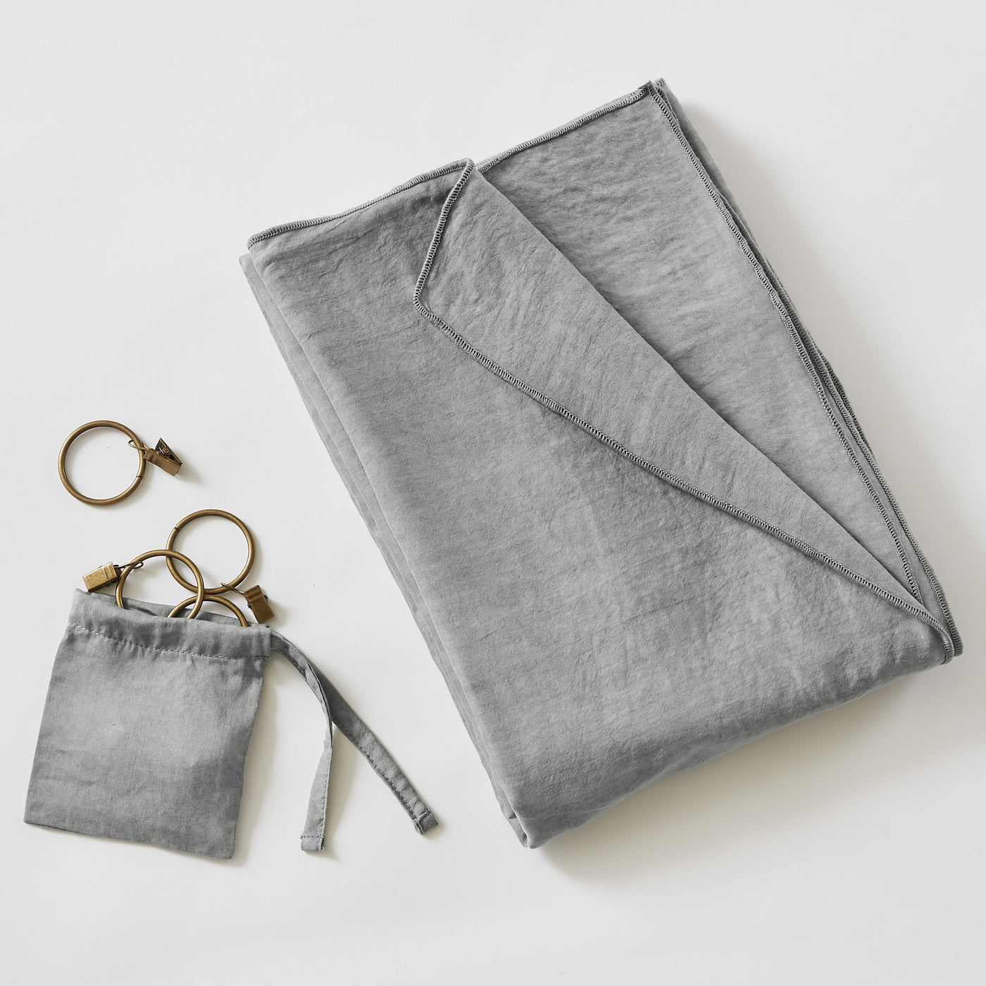 Lysandre - Rideau Ajustable + Anneaux Pince Lyocell Uni Lysandre - Granit