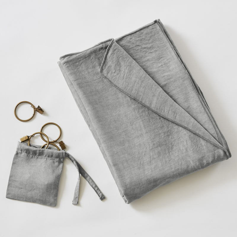 Rideau Ajustable + Anneaux Pince Lyocell Uni Lysandre - Granit