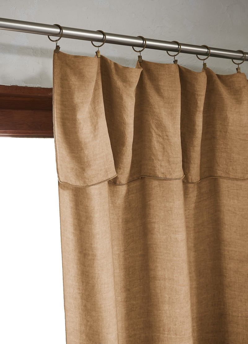 Rideau Ajustable + Anneaux Pince Lyocell Uni Lysandre - Camel