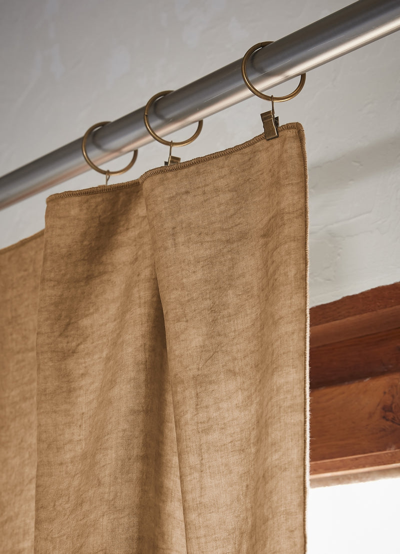 Rideau Ajustable + Anneaux Pince Lyocell Uni Lysandre - Camel