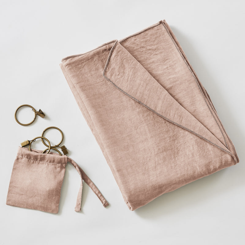 Rideau Ajustable + Anneaux Pince Lyocell Uni Lysandre - Blush