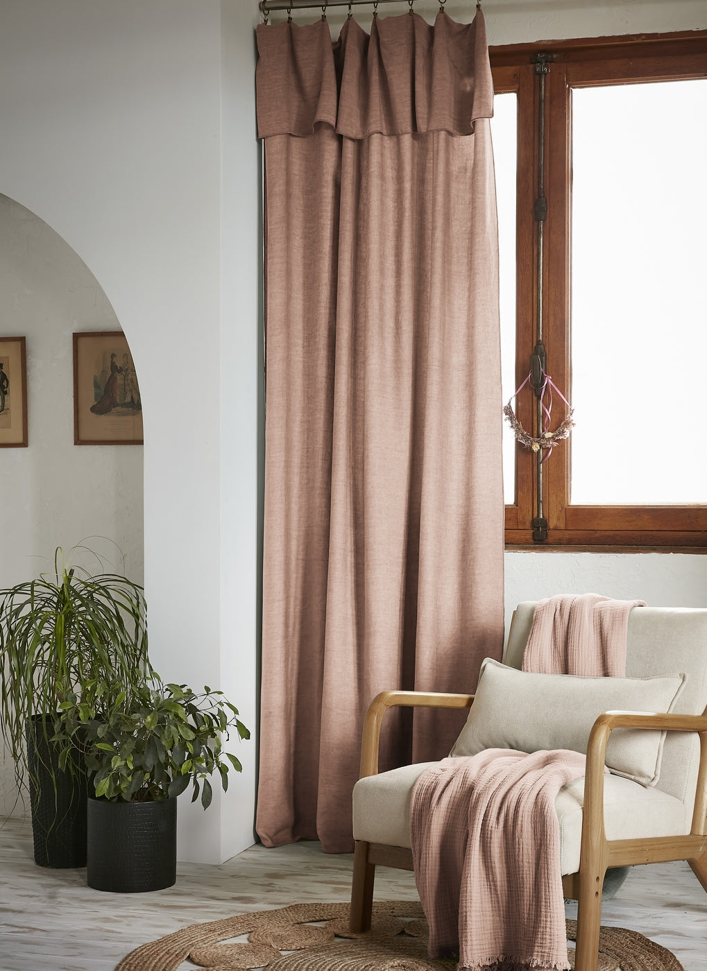 Lysandre - Rideau Ajustable + Anneaux Pince Lyocell Uni Lysandre - Blush