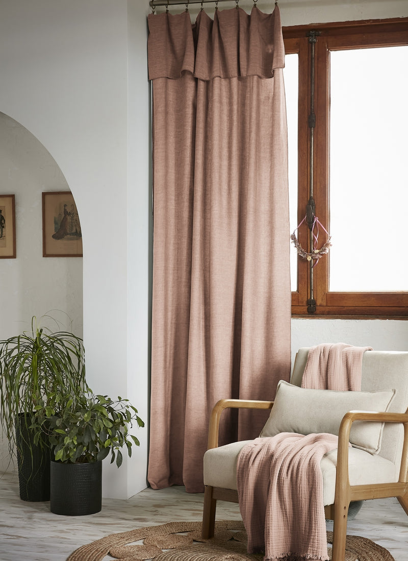 Rideau Ajustable + Anneaux Pince Lyocell Uni Lysandre - Blush