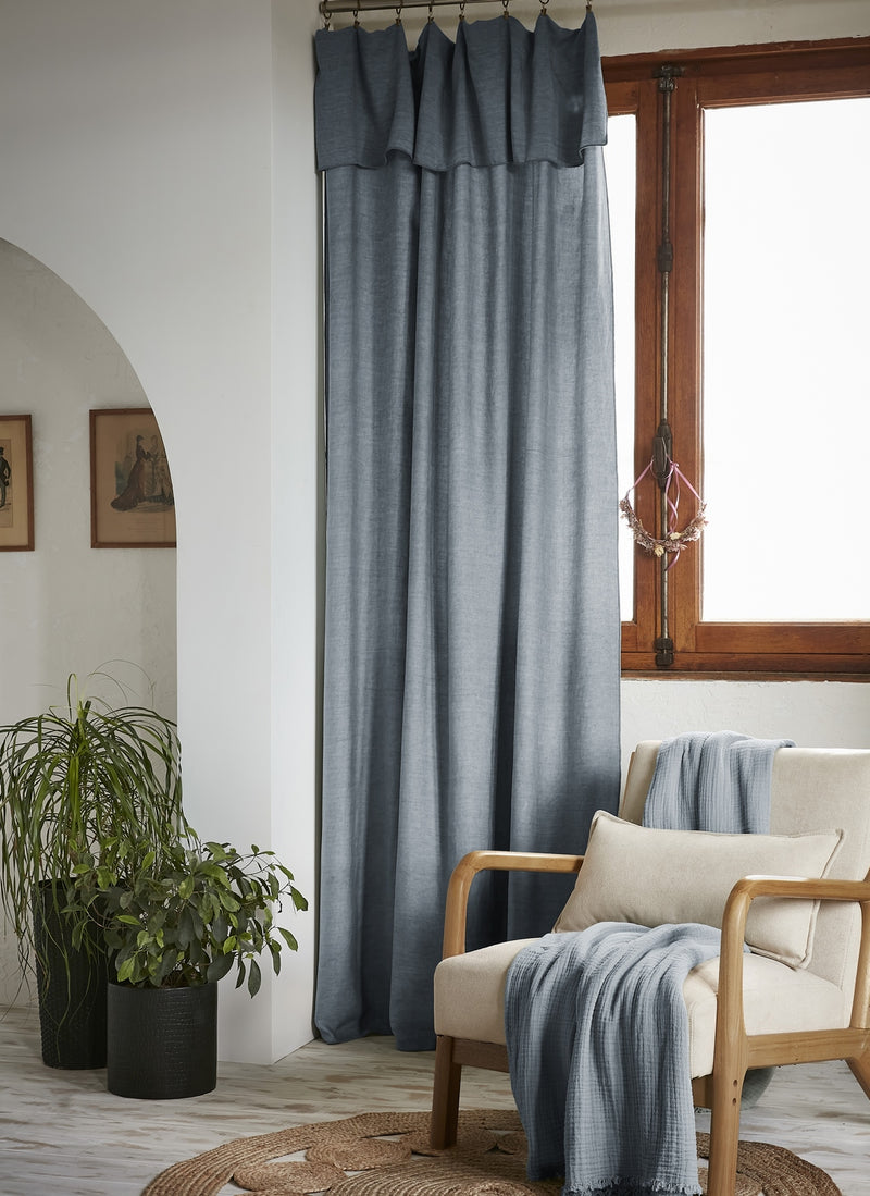 Rideau Ajustable + Anneaux Pince Lyocell Uni Lysandre - Stone