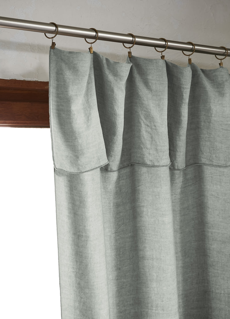 Adjustable Curtain + Lyocell Clip Rings Plain Lysandre - Lichen