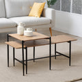 Jessie - Set of 2 Nesting Coffee Tables - Oak & Metal Legs - Black