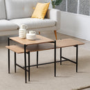 Jessie - Lot De 2 Tables Basses Gigognes Décor Chêne Pieds Métal Noir - Bois Clair