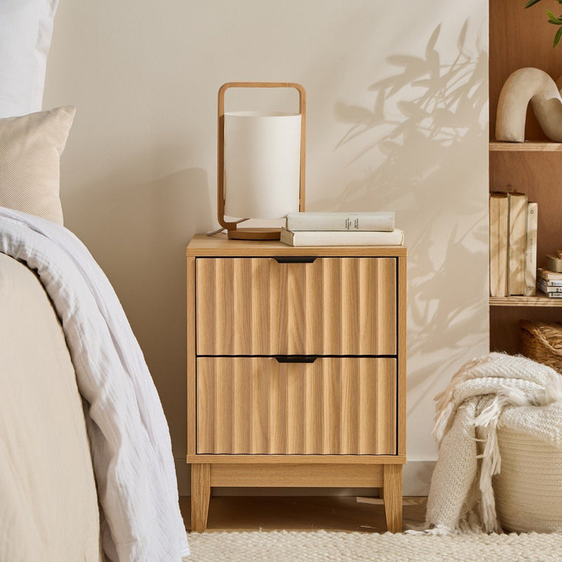 Table De Chevet 2 Tiroirs Bologne - Bois Clair