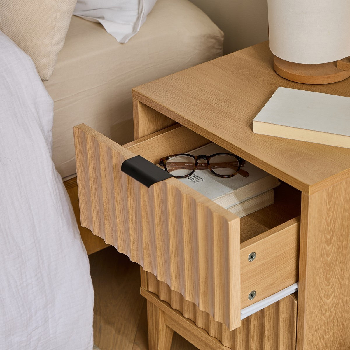 Bologna - 2 Drawer Bedside Table - Wave Effect