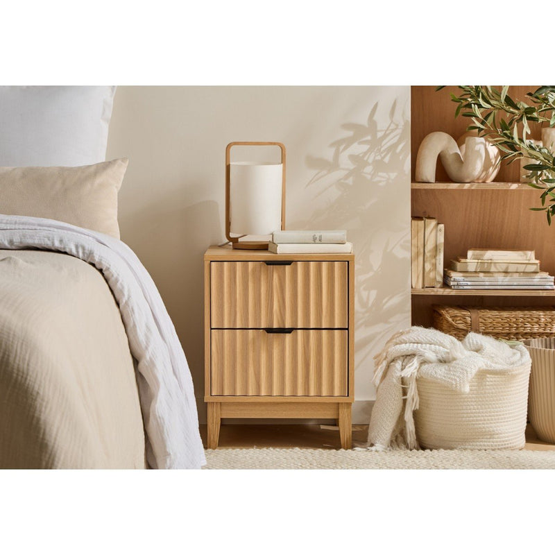 Table De Chevet 2 Tiroirs Bologne - Bois Clair