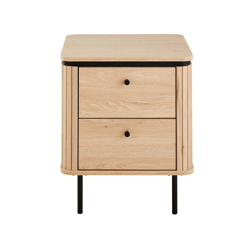 Malaga - 2 Drawer Bedside Table - Grooved Effect
