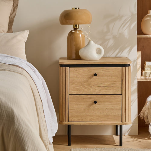 Table De Chevet 2 Tiroirs Malaga - Bois Clair