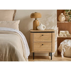 Malaga - 2 Drawer Bedside Table - Grooved Effect