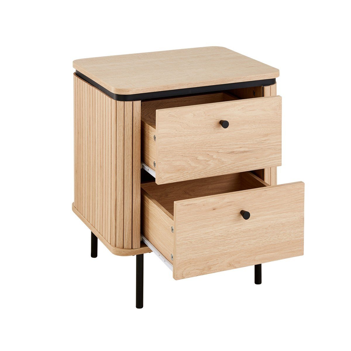 Malaga - 2 Drawer Bedside Table - Grooved Effect