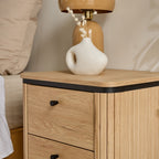 Malaga - 2 Drawer Bedside Table - Grooved Effect