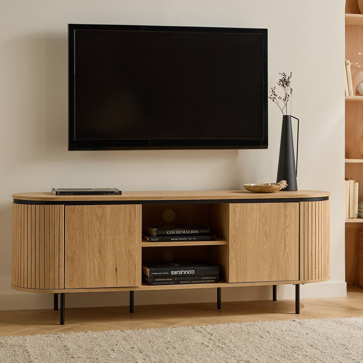 Malaga - 2 Door TV Unit - Grooved Effect