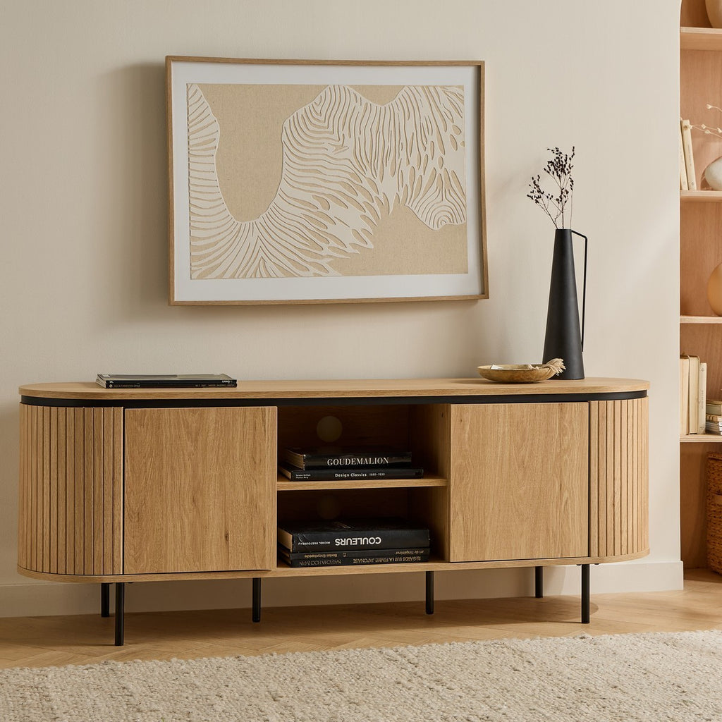 Malaga - 2 Door TV Unit - Grooved Effect