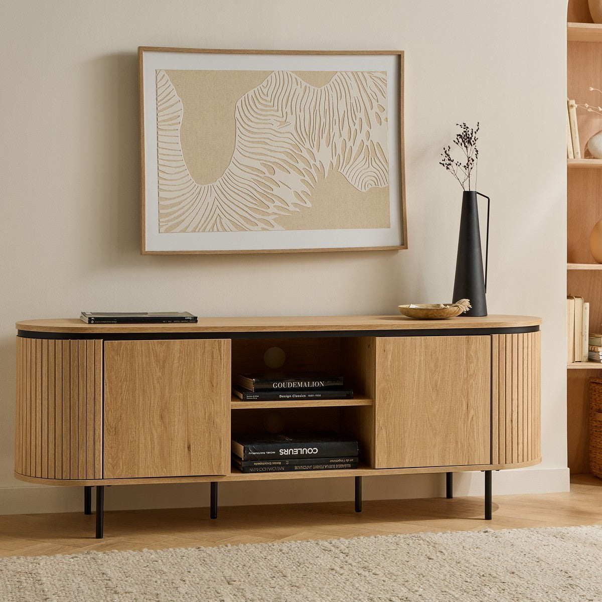 Malaga - 2 Door TV Unit - Grooved Effect
