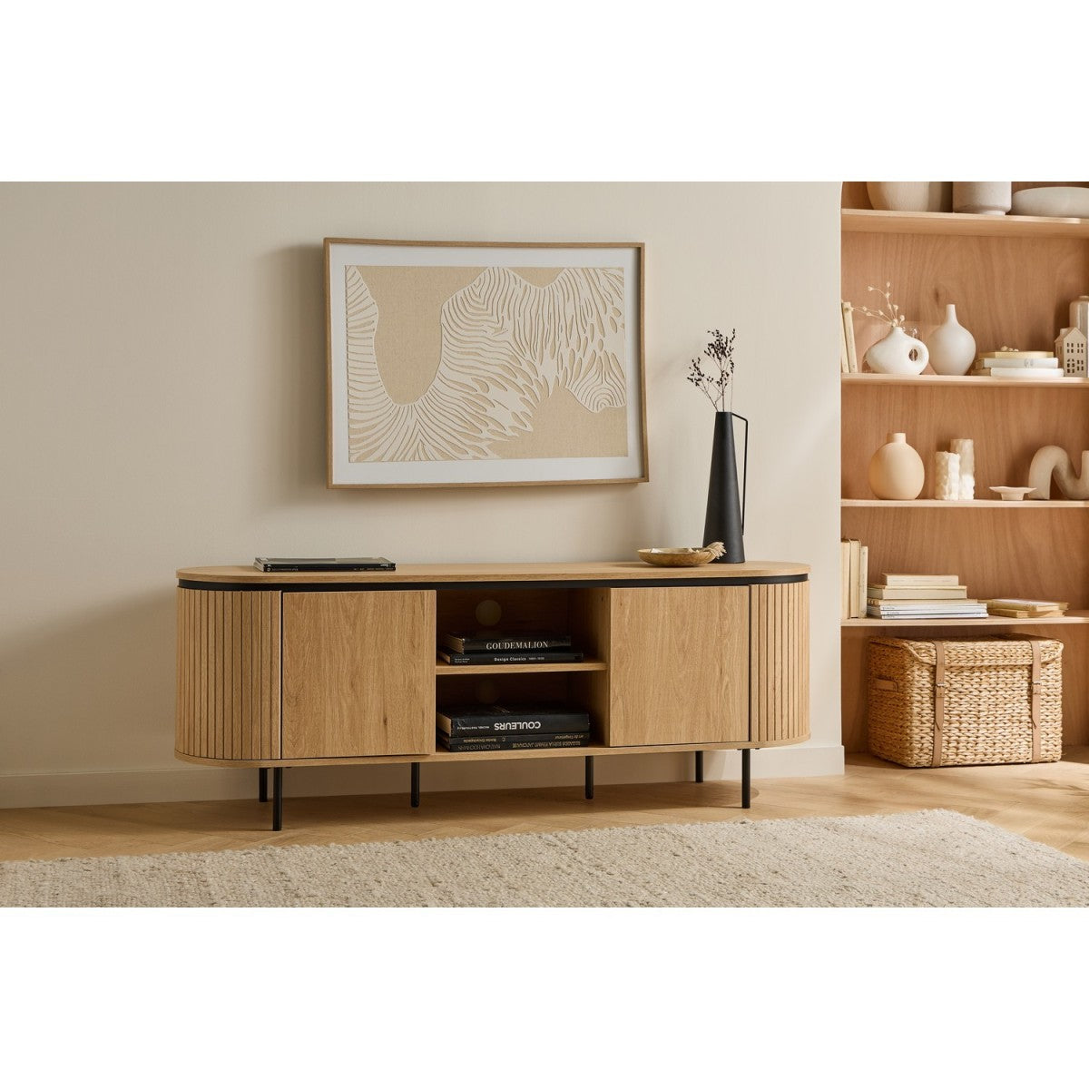 Malaga - 2 Door TV Unit - Grooved Effect