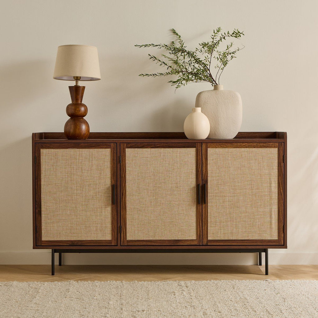 Jetson - Buffet 3 Portes - Tissu & Noyer