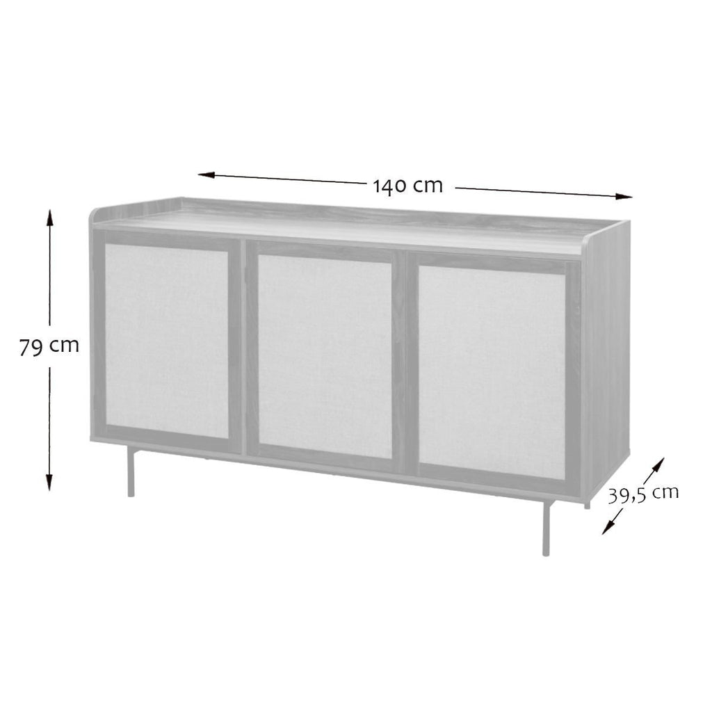 Jetson - Buffet 3 Portes - Tissu & Noyer