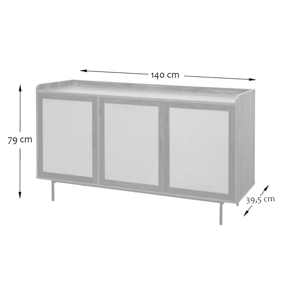 Jetson - Buffet 3 Portes - Tissu & Noyer