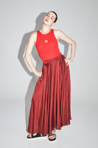 La Jupe Maxi Kelly En Viscose Satinée Merlot