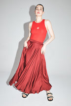 La Jupe Maxi Kelly En Viscose Satinée Merlot