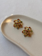 Vintage Earrings - Multicoloured Rhinestones