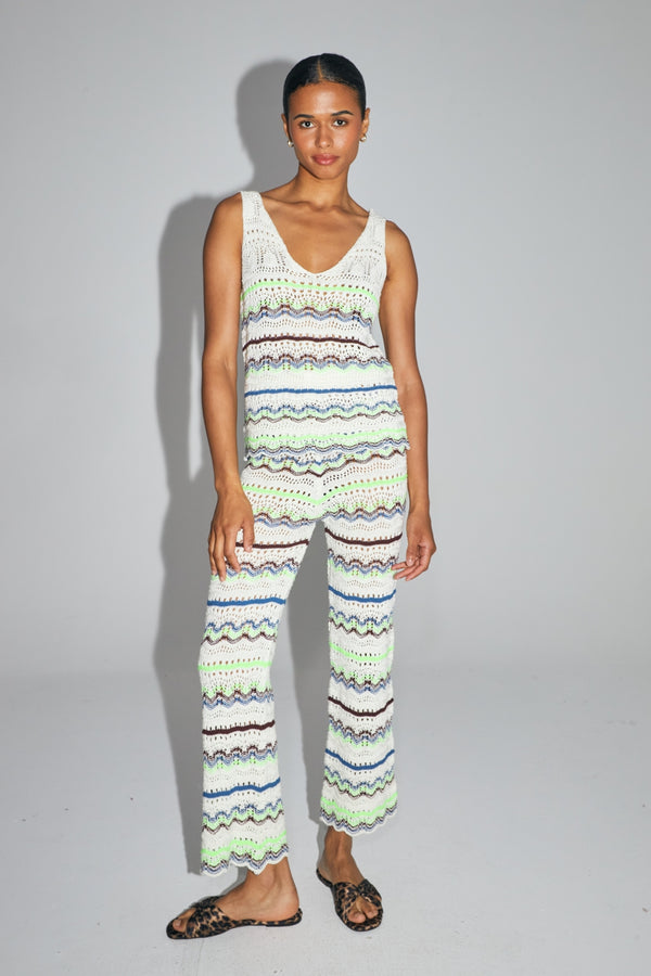 The Rafael Trousers In Colorful Crochet Oeko-Tex Made In Italy
