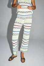 Le Pantalon Rafael En Crochet Colorful Oeko-Tex Fabriqué En Italie