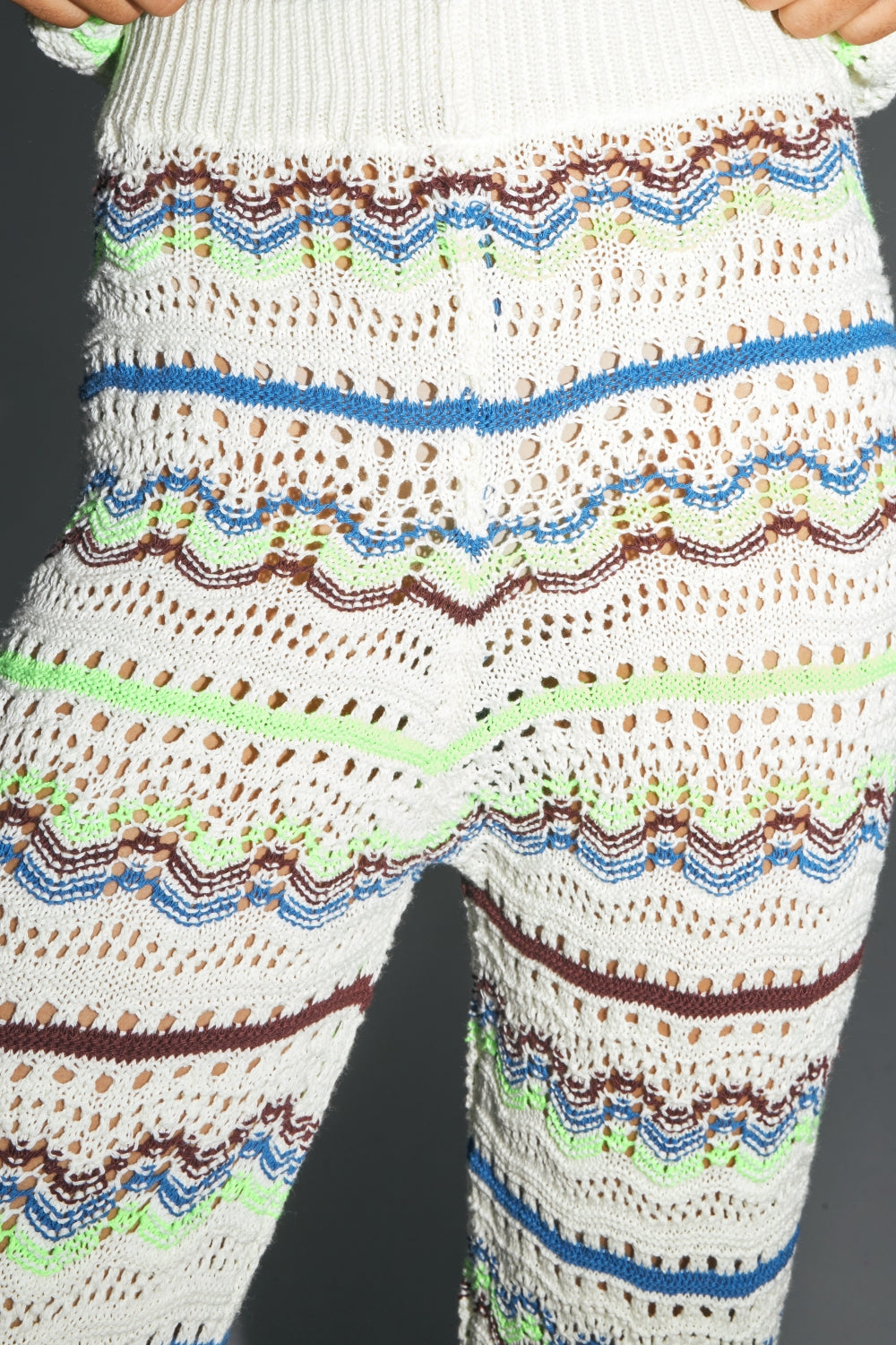 Le Pantalon Rafael En Crochet Colorful Oeko-Tex Fabriqué En Italie