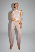 The Edwin Geo Knit Openwork Trousers Gold Burgundy