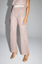 The Edwin Geo Knit Openwork Trousers Gold Burgundy