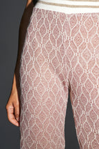 The Edwin Geo Knit Openwork Trousers Gold Burgundy