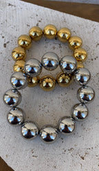 Bracciale con maxi perla metallica