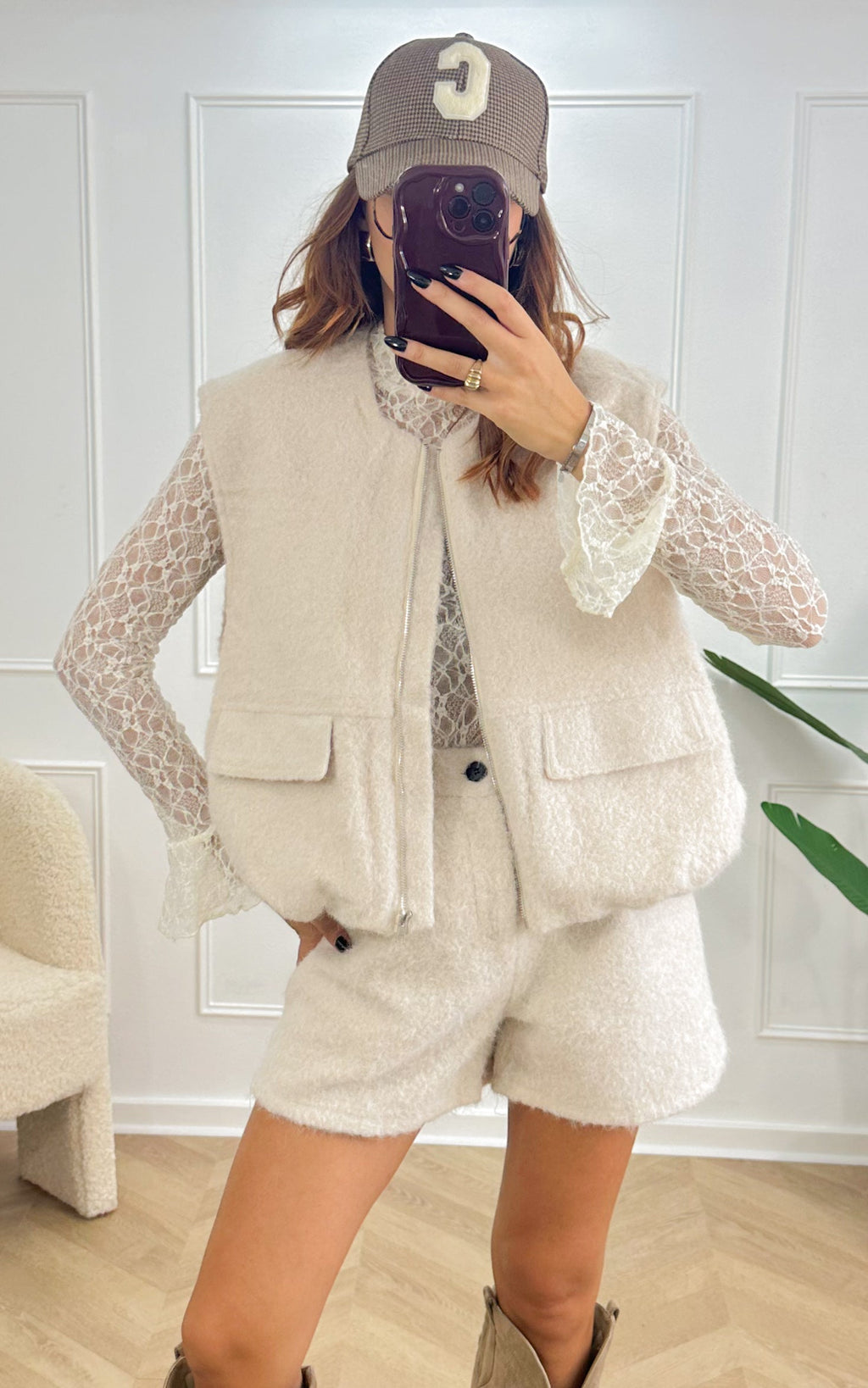 Ruben Sleeveless Jacket - Ecru